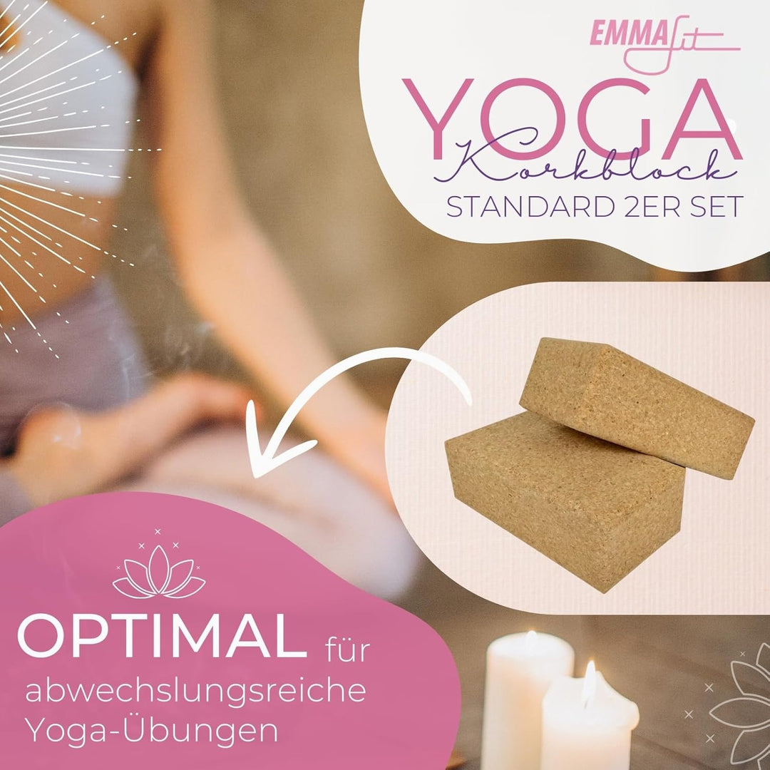 EMMAfit Kork Yoga Block Klassik I hochwertiger Yogablock aus Kork für Yoga-Übungen I hygienisch & um