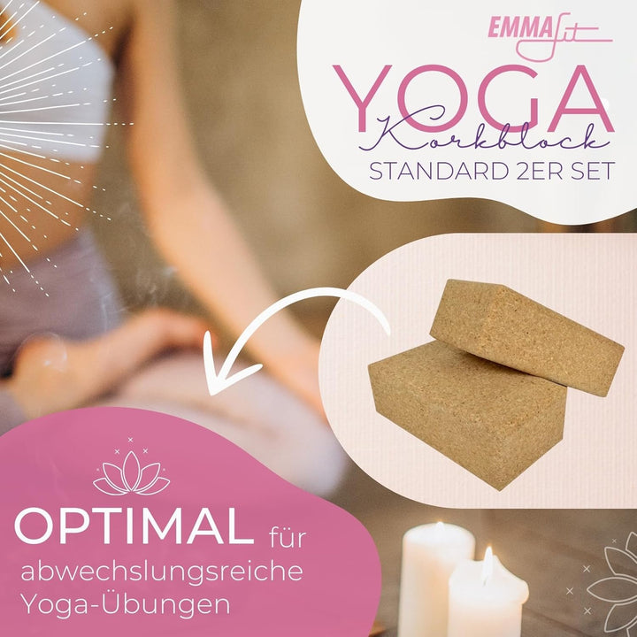 EMMAfit Kork Yoga Block Klassik I hochwertiger Yogablock aus Kork für Yoga-Übungen I hygienisch & um
