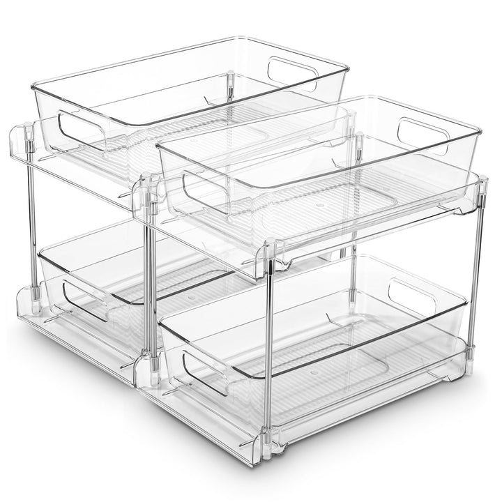 Spülschrank Organizer, Multifunktionale Unter Waschbecken Regal 2 Stück, Transparent Organizer Mit S