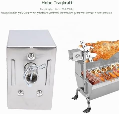 45W BBQ-Rotisserie-Motor, Elektrischer Bräter-Grillmotor, Grillmotor aus Edelstahl mit 200-250 Kg To