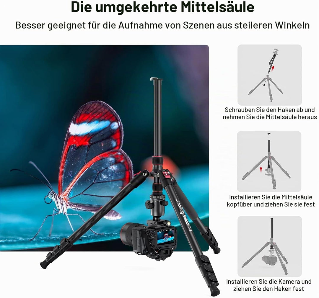 SmallRig 68" Reisestativ mit 1/4"-20 Screw, Portable Aluminum Tripod Monopod für Reise und Freizeitf
