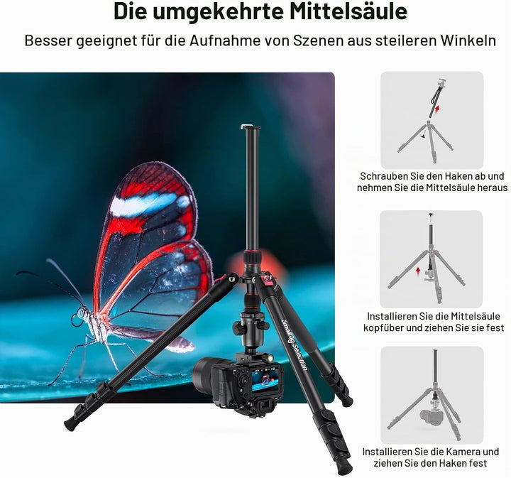 SmallRig 68" Reisestativ mit 1/4"-20 Screw, Portable Aluminum Tripod Monopod für Reise und Freizeitf