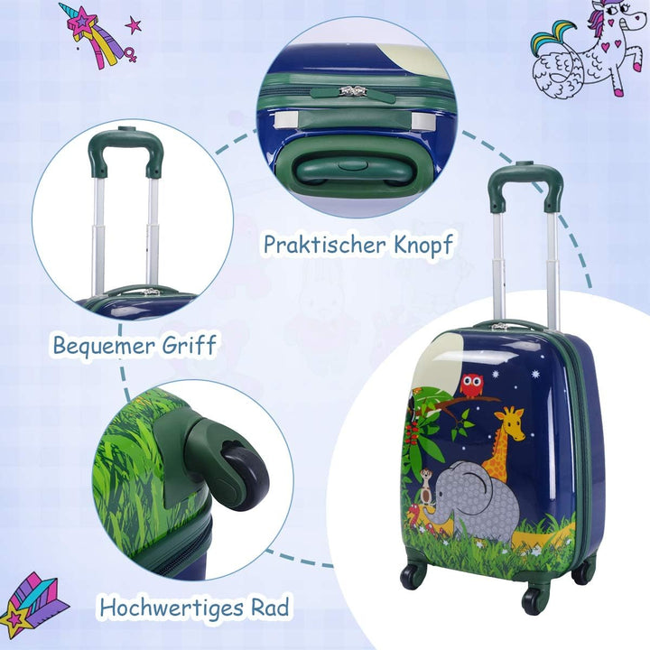 GOPLUS Kinderkoffer mit Rucksack, Kids Trolley, Kindergepäck mit Rollen, Reisekoffer mit Teleskopgri