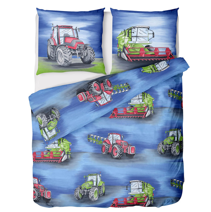 LINKHOFF Traktor Bettwäsche 135x200 Jungen 2tlg | Mähdrescher & Traktoren Bettwäsche-Set für Kinder