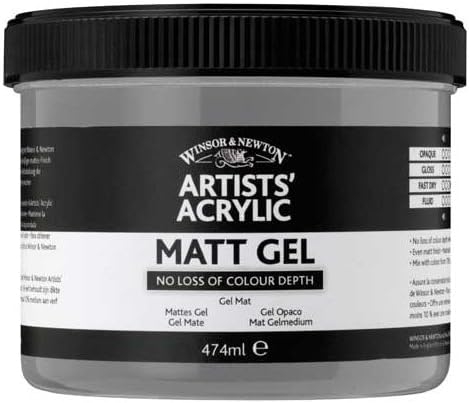 Winsor & Newton 3050915 Mattes Gel Malmittel, Reduziert den Glanz der Acrylfarbe - 474ml Topf Mattes