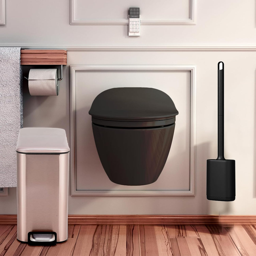 Mülleimer mit Deckel, 5L Mülleimer Bad mit WC-Bürste, Klein Abfalleimer Bad mit Sanftschliessfunktio