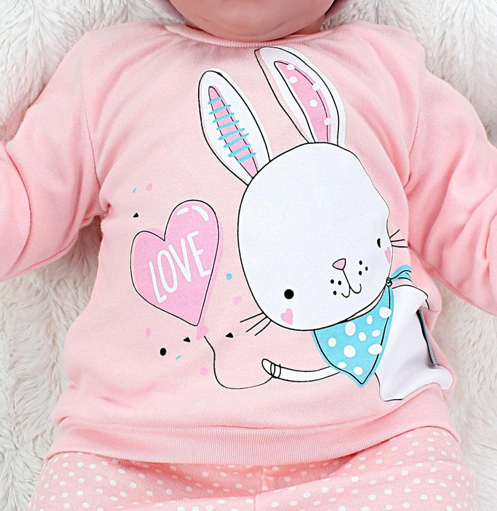 TupTam Baby Mädchen Outfit Langarmshirt mit Print Spruch Babyhose Babykleidung 2teilig 56 Kaninchen