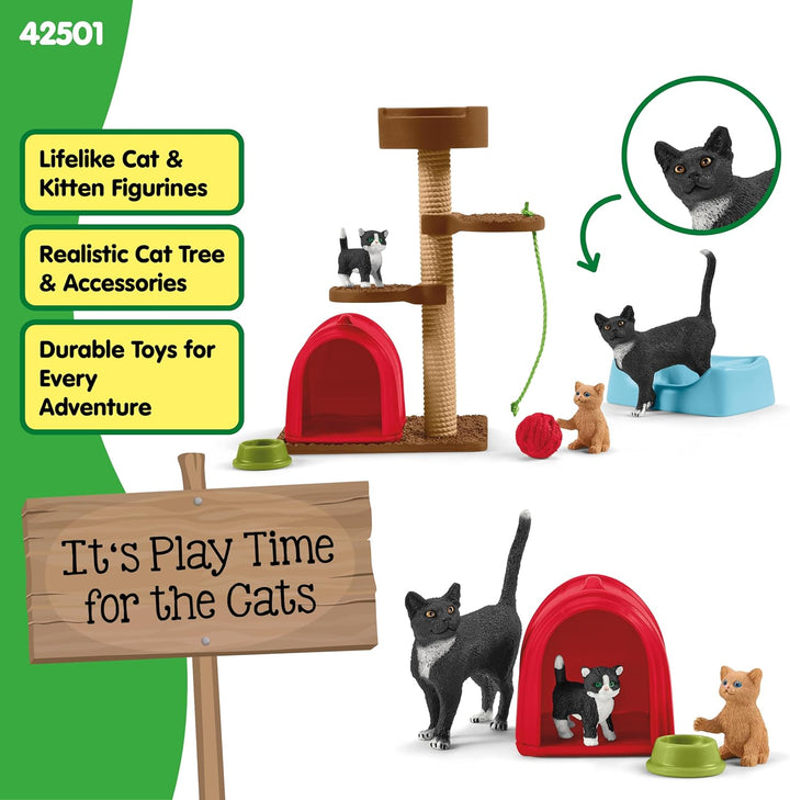 schleich 42501 Spielspass für niedliche Katzen, für Kinder ab 3+ Jahren, FARM WORLD - Spielset Singl