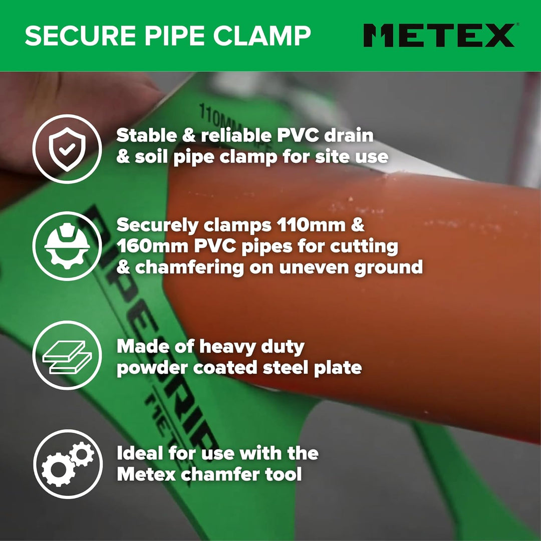 Metex PipeGrip Rohrschelle – für 110 mm & 160 mm Abfluss- und Bodenrohre – robuster Stahl