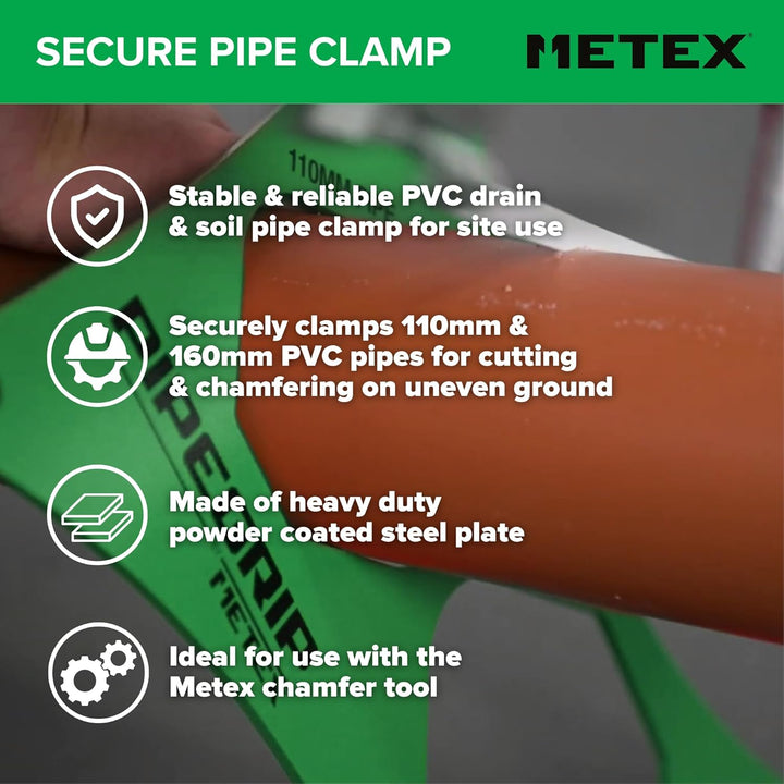 Metex PipeGrip Rohrschelle – für 110 mm & 160 mm Abfluss- und Bodenrohre – robuster Stahl