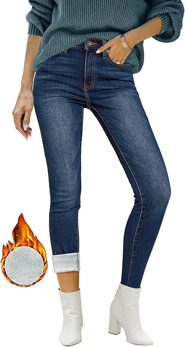Skinny Jeans Damen High Waist Thermo Jeans Damen Winter Gefütter Thermo Jeans Leggings Damen Stretch