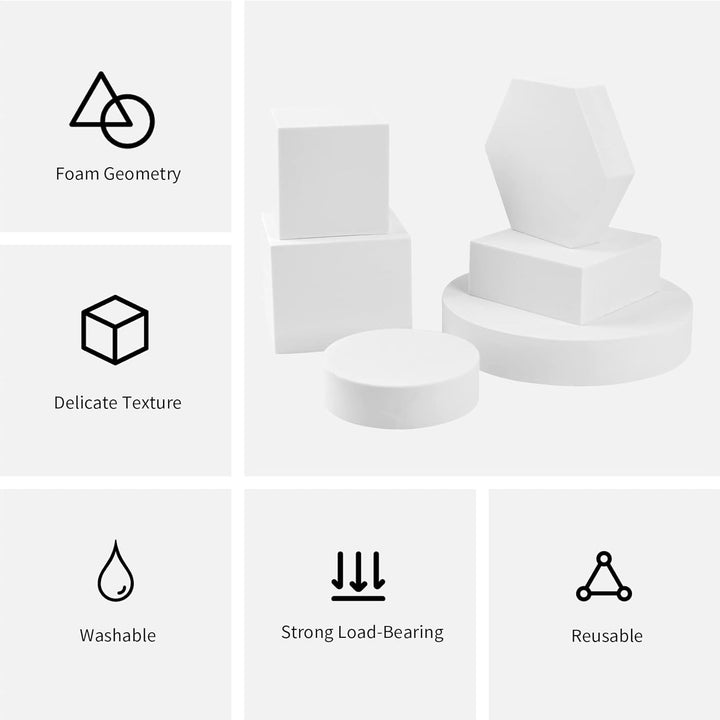 Selens Fotografie Requisiten Geometrische Würfelschaumformen 6 Stück Weiss Hintergrund Schaum Requis