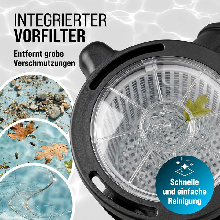 MONZANA® Filterpumpe 15.900 l/h mit Vorfilter Poolpumpe Umwälzpumpe Sandfilter Pool Pumpe 8,0m Förde