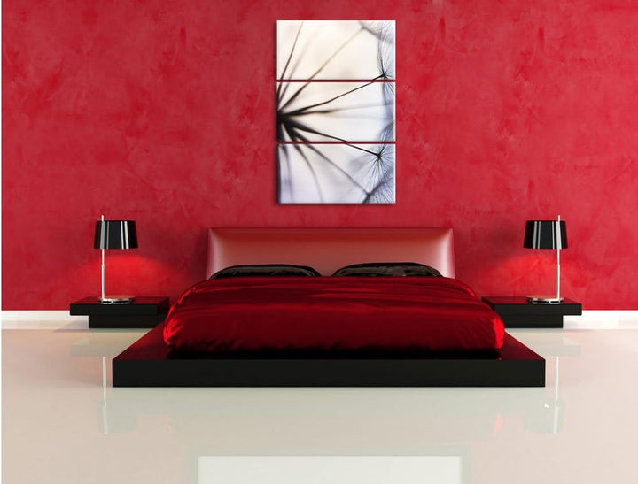 Pixxprint Weisse Pusteblumen als Leinwandbild | Grösse: 3 Teilig (120x80) | Wandbild| Kunstdruck | f