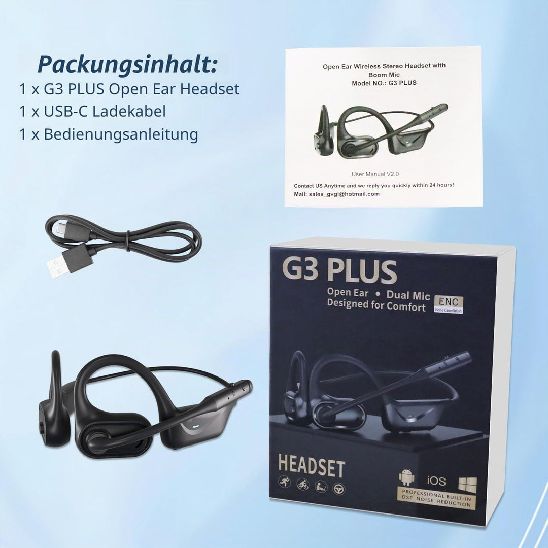 BANIGIPA Bluetooth 5.4 Headset mit Mikrofon, offene Kopfhörer mit Mikrofon, drahtloses Headset mit R