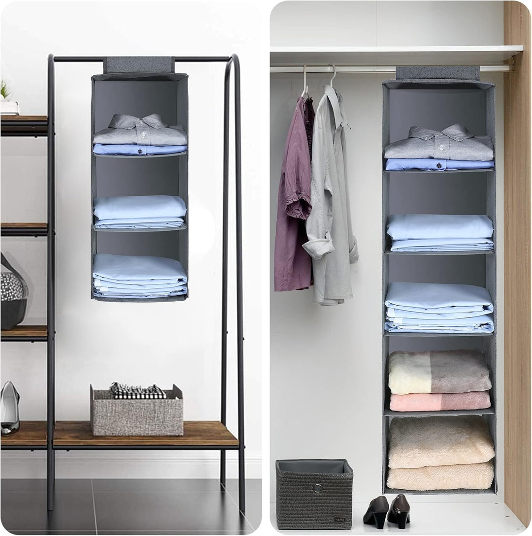 AiQInu Hängeregal Kleiderschrank,Hängeaufbewahrung Schrank Organizer mit 5 Fächern,Faltbar Platzspar
