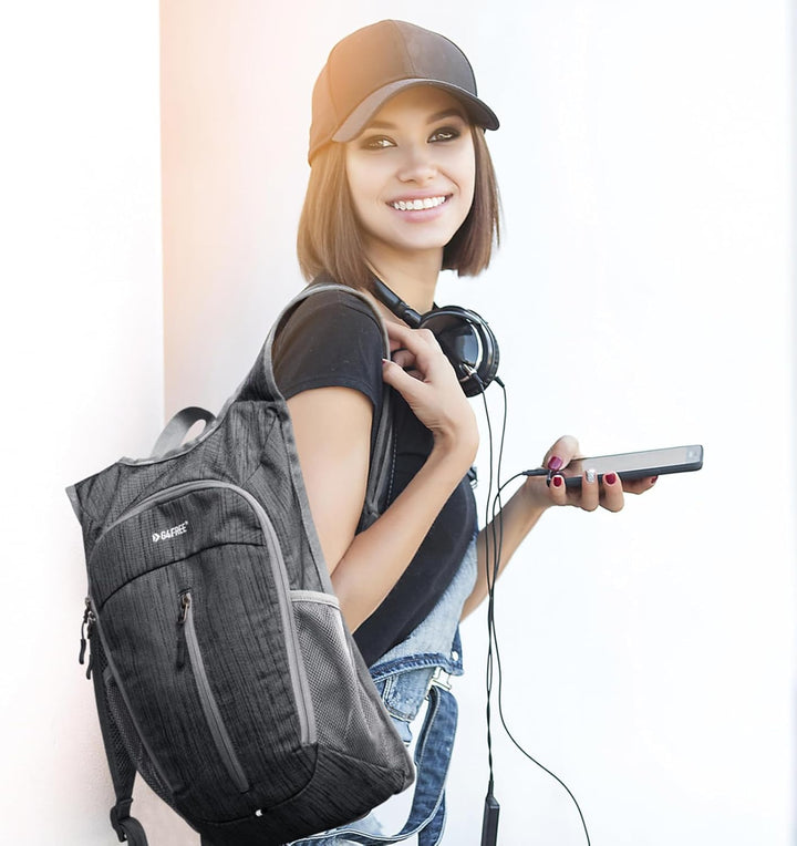G4Free Wanderrucksack, 10 l, klein, für Reisen, Wandern, Tagesrucksack, leicht, verstaubar Schwarz 1