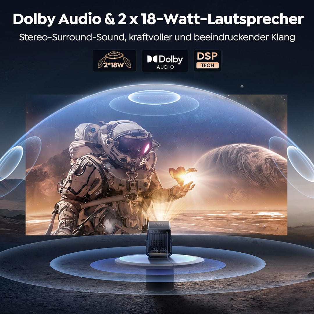 Beamer 4K [Schnellste VIDAA OS] Kompatibel mit Netflix & Dolby Audio, 1400ANSI 1080P Smart Beamer He