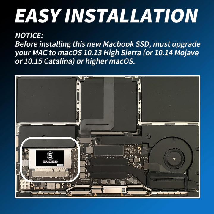 SHARKSPEED SSD 256GB NVMe für MacBook Pro A1708 M.2 PCIe Gen3.0x4 3D NAND Festplatte Intern Upgrade