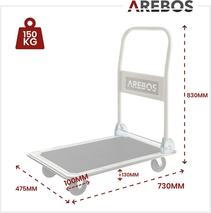 Arebos Plattformwagen Transportwagen Lagerwagen klappbar | 150kg Tragkraft | Lastenwagen | Transport