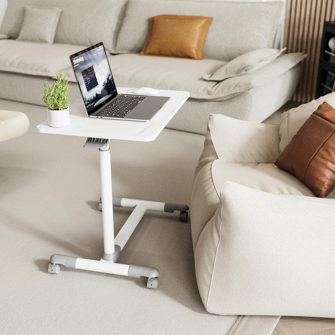 ETHU Betttisch auf Verriegelbaren Rollen Ergonomischer Mobiler Pflegetisch Höhenverstellbarer Laptop