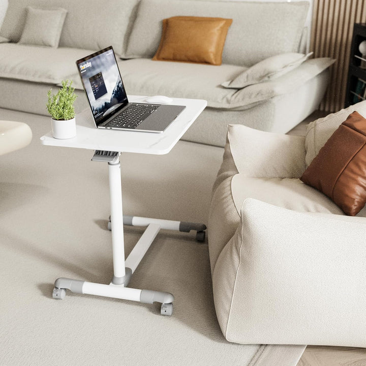 ETHU Betttisch auf Verriegelbaren Rollen Ergonomischer Mobiler Pflegetisch Höhenverstellbarer Laptop