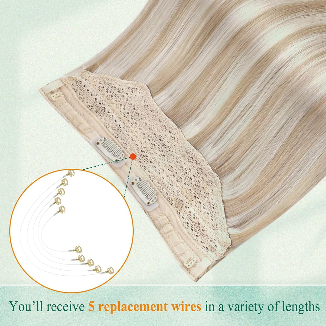 Easyouth Echthaar Extension Mit Draht Blond Fish Line Extensions Echthaar Honigblond Highlight Gelbb