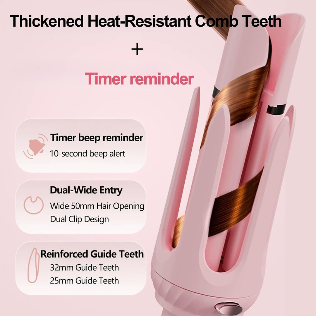 Lockenstab, automatisch, 3-in-1, Rosa – Keramikbeschichtung, eisige Keramikbeschichtung, schnelles A