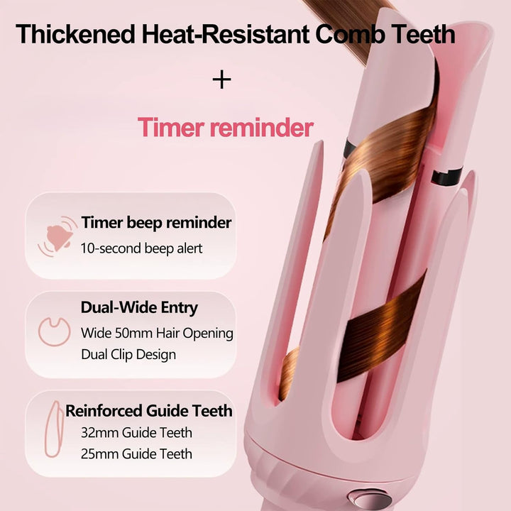 Lockenstab, automatisch, 3-in-1, Rosa – Keramikbeschichtung, eisige Keramikbeschichtung, schnelles A