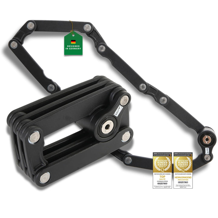 CONTEC Fahrrad-Faltschloss Brick Lock, Schwarz, Stahl, Hohe Sicherheit, 780mm, Mit 2 Schlüsseln, Fal