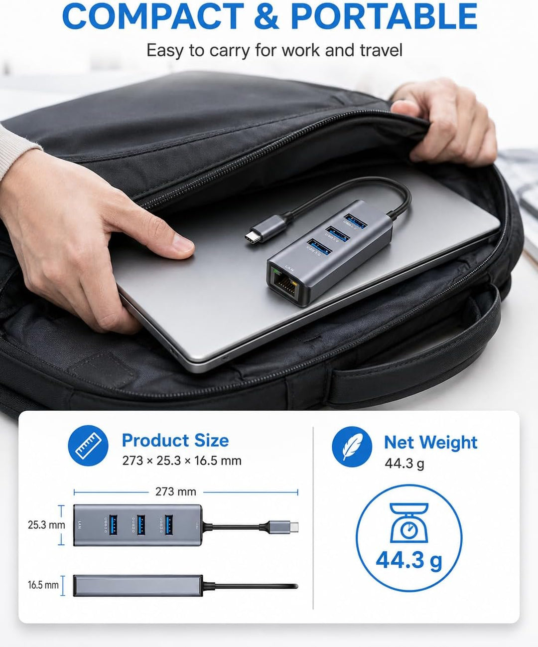 USB C auf Ethernet Adapter,ABLEWE Aluminium 4 in 1 USB C zu RJ45 1000Mbps Ethernet LAN Netzwerkadapt
