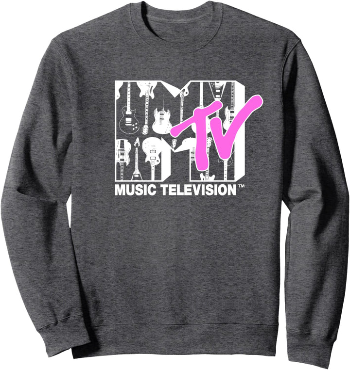 MTV Black And White Guitars Pink TV Sweatshirt