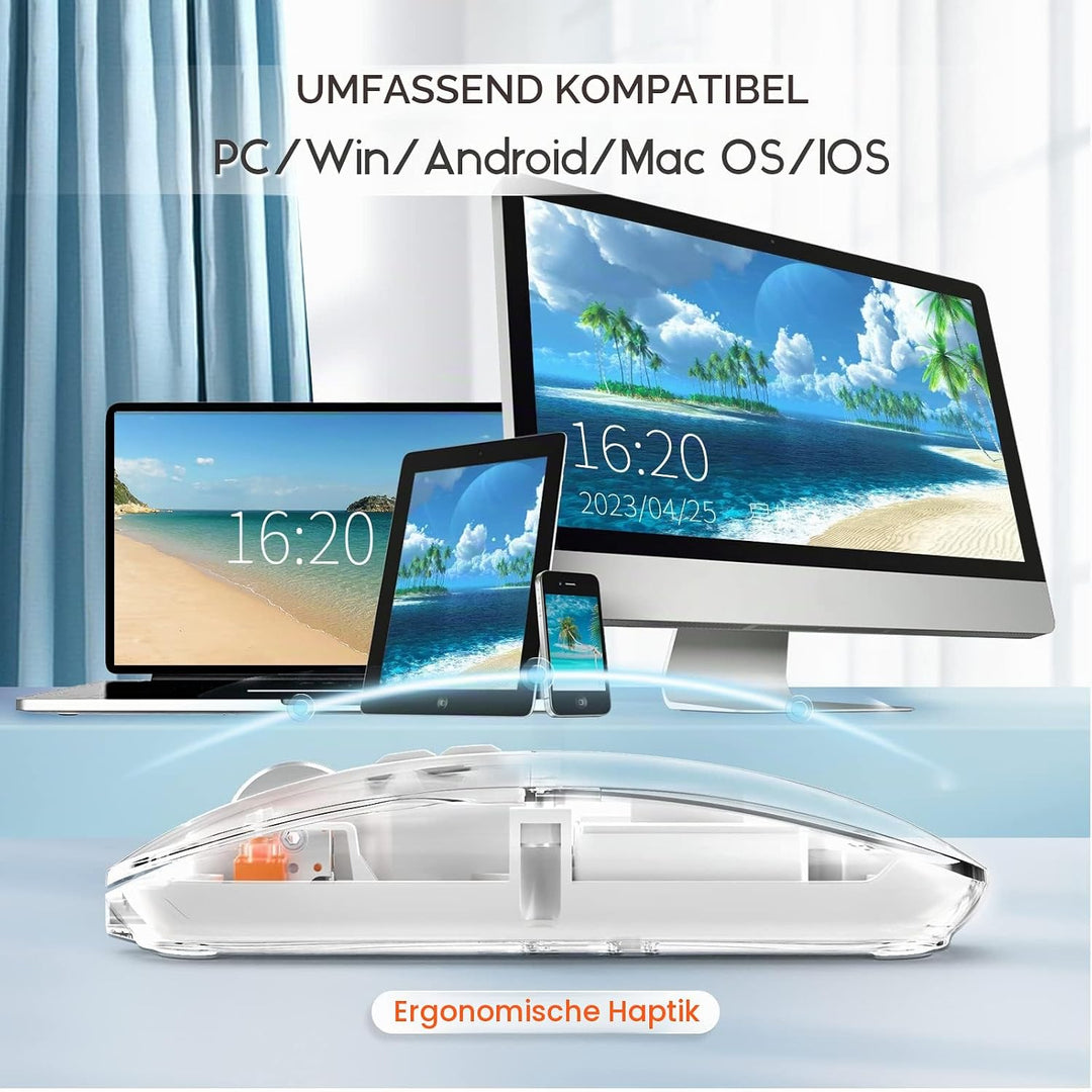 MAGIC-REFINER HXSJ Kabellose Maus Bluetooth, 2,4GHz+Bluetooth 5.0 Funkmaus Wiederaufladbare Leise Ul