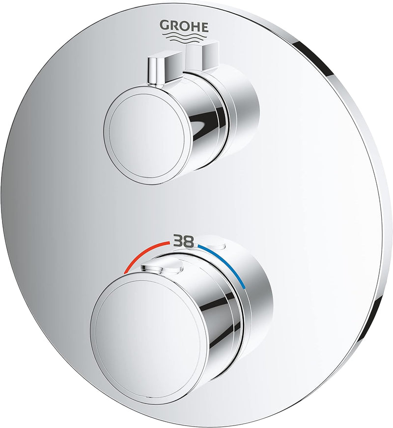 GROHE Grohtherm Concealed - Thermostat (Rosette aus Metall, sicherheitssperre bei 38°, eingebaute Rü