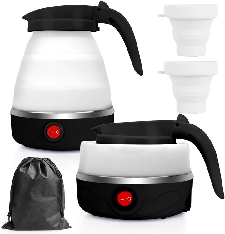RANJIMA Wasserkocher Faltbar, 600ml Tragbarer Camping Wasserkocher Elektrischer Wasserkocher Mini Re