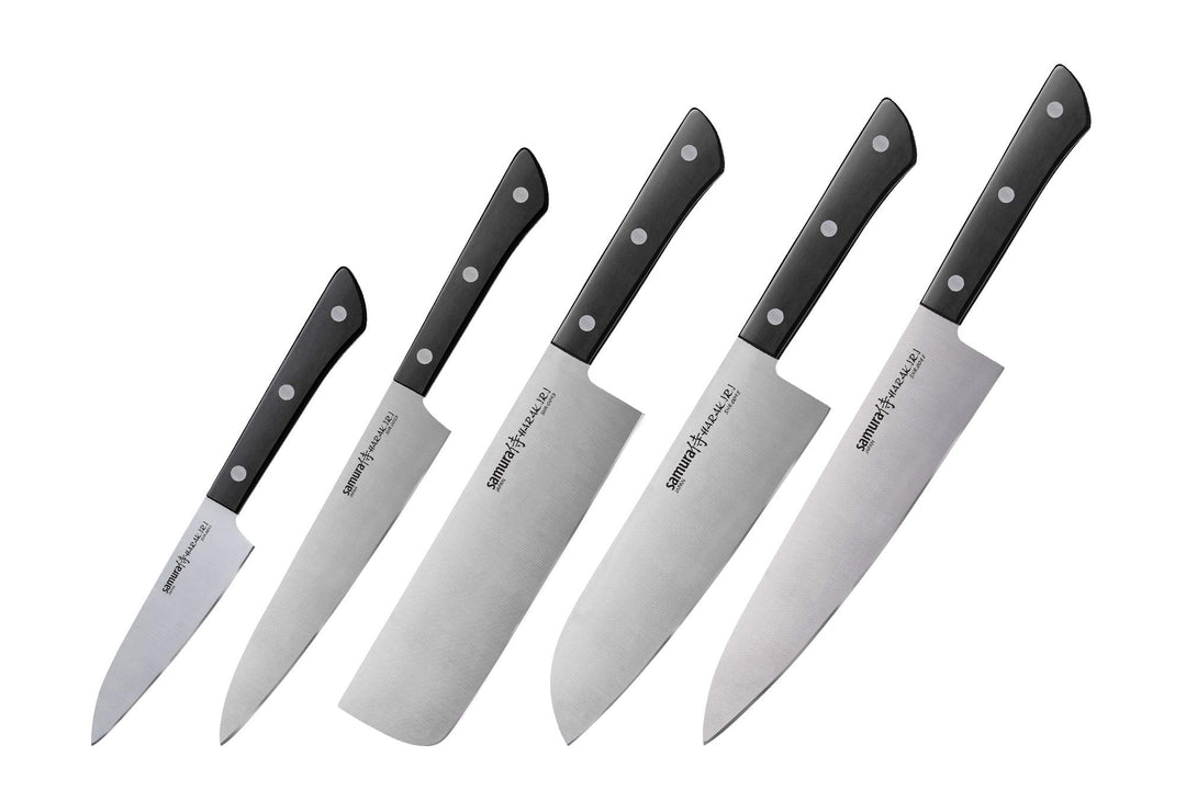 SAMURA Harakiri Profi Messer XXL Geschenk Set Ultra-scharf, AUS 8, Gemüsemesser, Allzweckmesser, Nak
