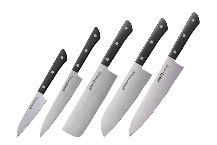 SAMURA Harakiri Profi Messer XXL Geschenk Set Ultra-scharf, AUS 8, Gemüsemesser, Allzweckmesser, Nak