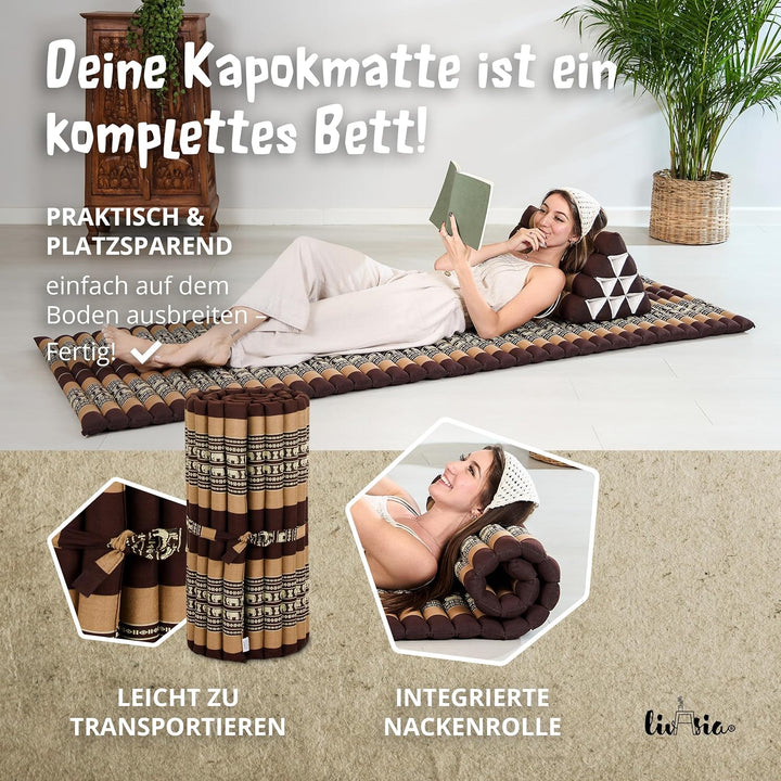 livasia Rollmatte Rollmatratze L-200x110x4,5cm, Gästebett Gästematratze 1 Person, Reisebett Kofferra