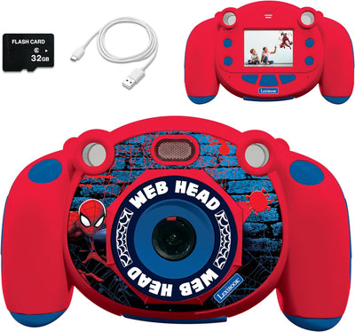 Lexibook DJ080SP Spiderman-Kinder-Digitalkamera mit Foto-und Videofunktion, Spiele, Rot/blau Spider-