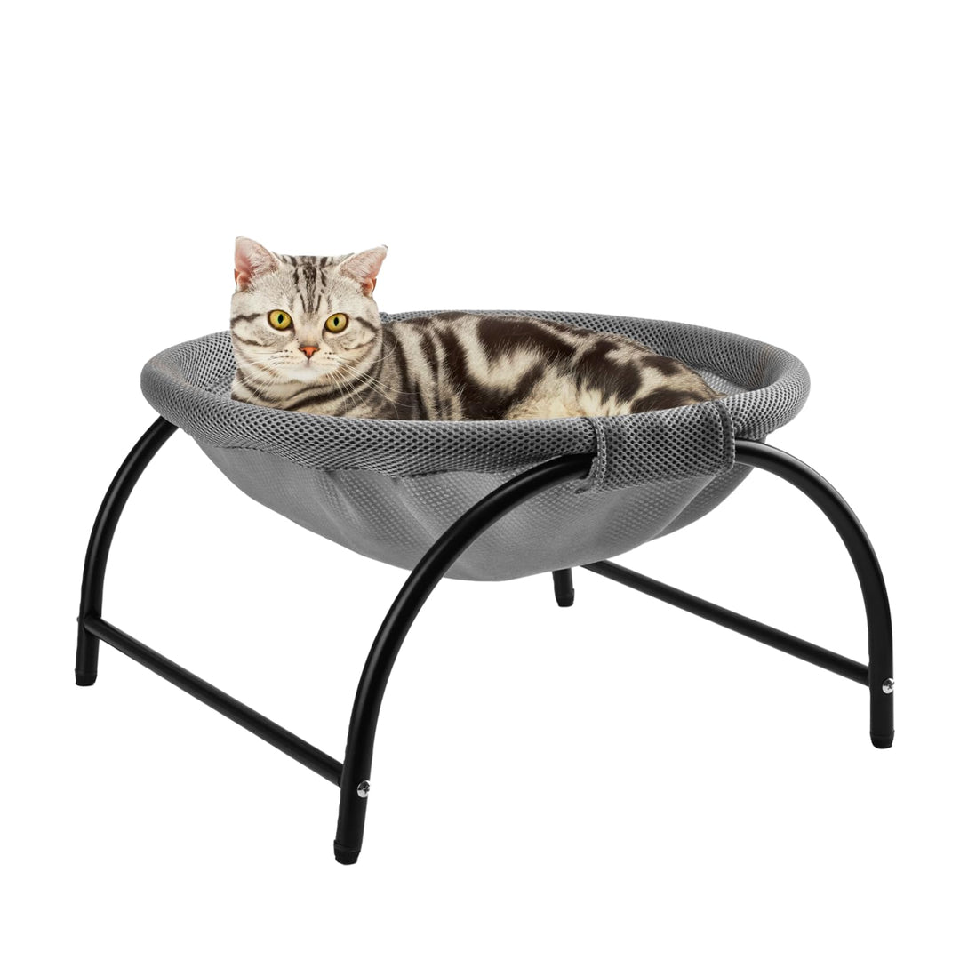 Katzenhängematte Outdoor, Erhöhter Katzenbett mit abnehmbarem, Waschbarem Netzstoff, Stehend Hängema