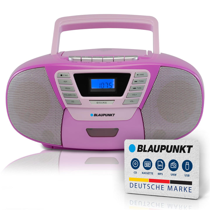 Blaupunkt B 120 VL tragbarer Kinder CD Player mit Bluetooth | Kassettenfach | Hörbuch Funktion | - m