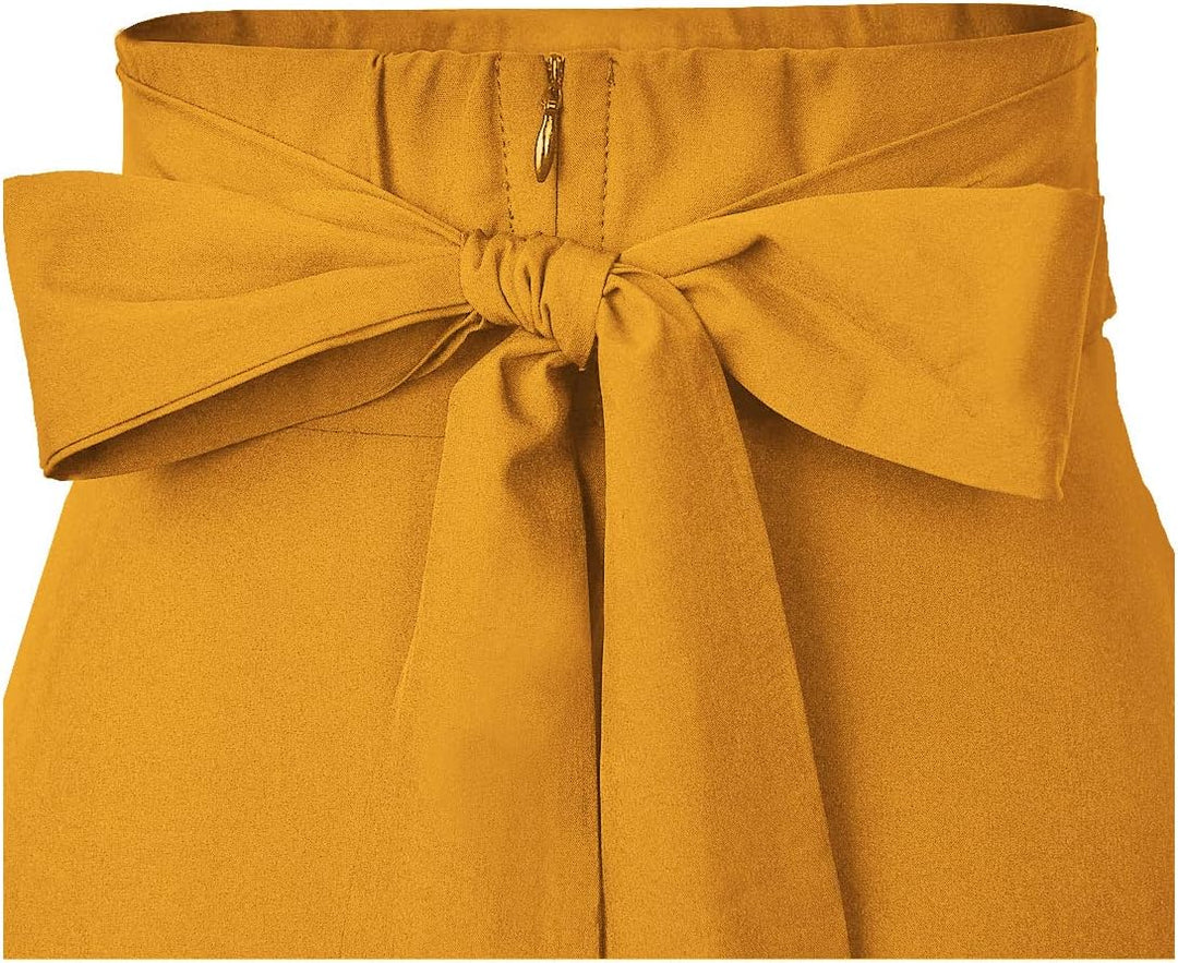 Damen High Waist Maxirock Taschen mit Seitenschlitz Langer A-Linie Rock S 0 Ingwer, S 0 Ingwer