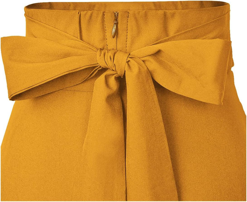 Damen High Waist Maxirock Taschen mit Seitenschlitz Langer A-Linie Rock XL 0 Ingwer, XL 0 Ingwer