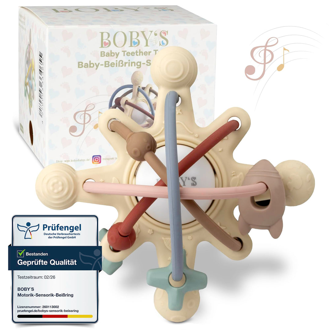 BOBY´S sensorischer Baby Beissring Navajo White/Motorikspielzeug aus BPA-freiem Silikon/Zahnhilfe fü