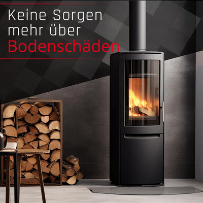 BIJON Glasplatte Segmentbogen für Kaminofen mit Dichtlippe, Glasbodenplatte - Funkenschutzplatte Gla