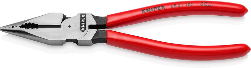 KNIPEX 08 21 185 Spitz-Kombizange mit Kunststoff überzogen schwarz atramentiert 185 mm