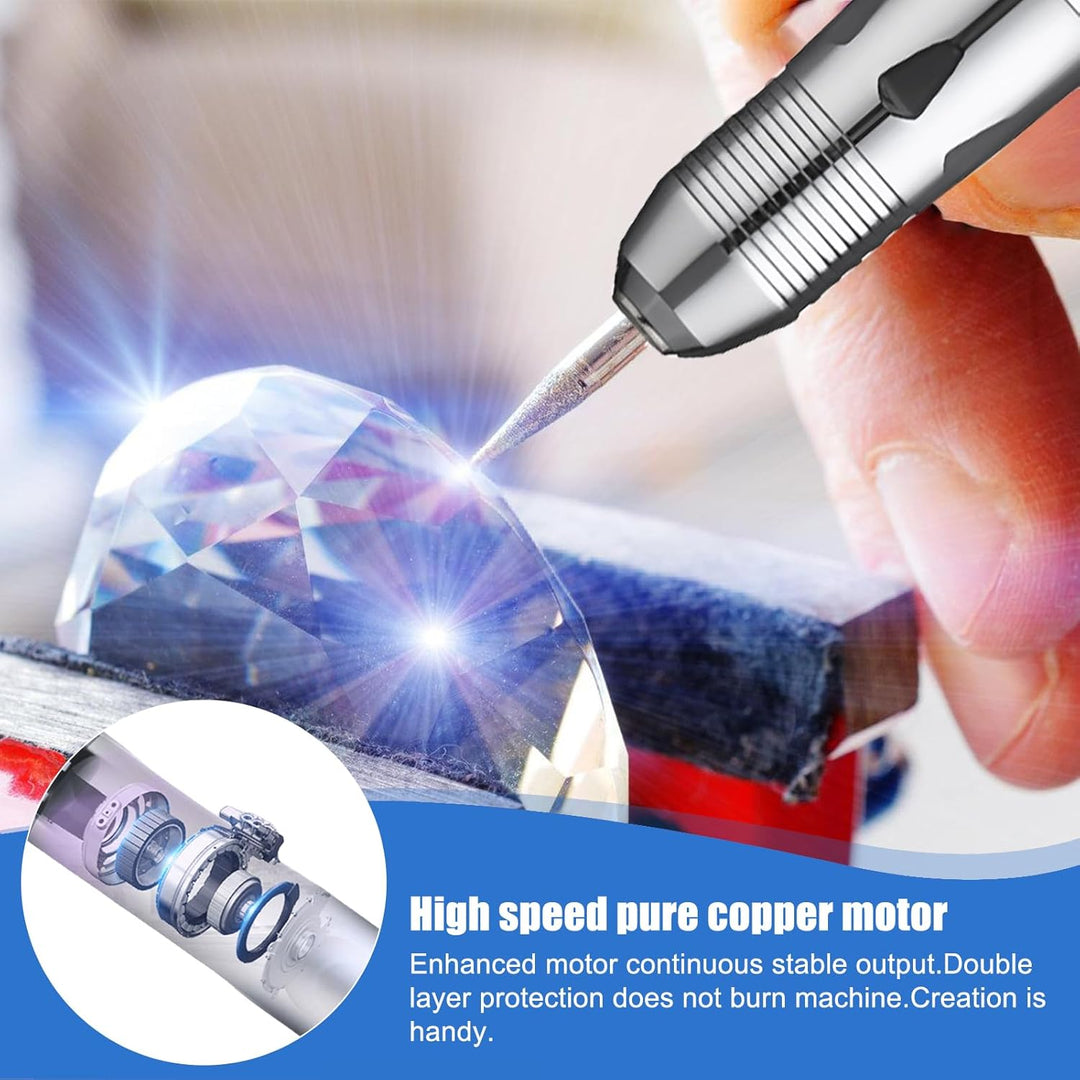 Elektrische Gravierstift: Wiederaufladierbar Gravur Werkzeug Kit, Mini Gravurwerkzeug mit Gravurzube