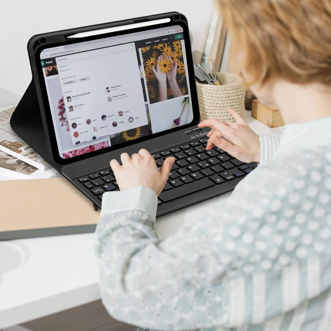 Hülle mit Tastatur für Ipad A16 11 Generation 2025/10 Generation 2022 (10,9/11 Zoll) - QWERTZ Layout