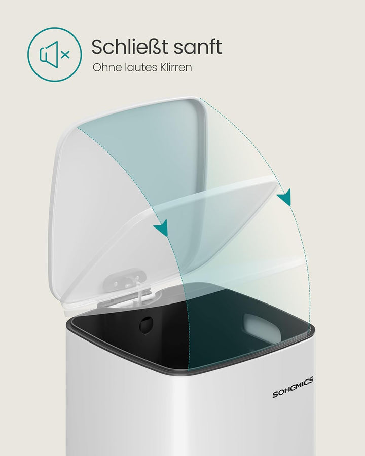 SONGMICS Mülleimer Küche, 20 Liter Abfalleimer, Tretmülleimer, Stahl, mit Inneneimer, Softclose, Off