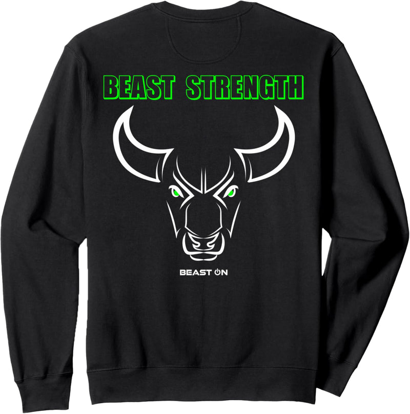 Beast Strength Bull Head grüner Aufdruck auf der Rückseite Gym Fitness Sweatshirt